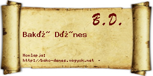 Bakó Dénes névjegykártya